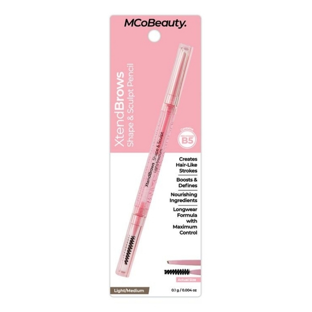*3/15* NEW MCoBeauty XtendBrows Shape & Sculpt Pencil Eyebrow Light Medium Brown